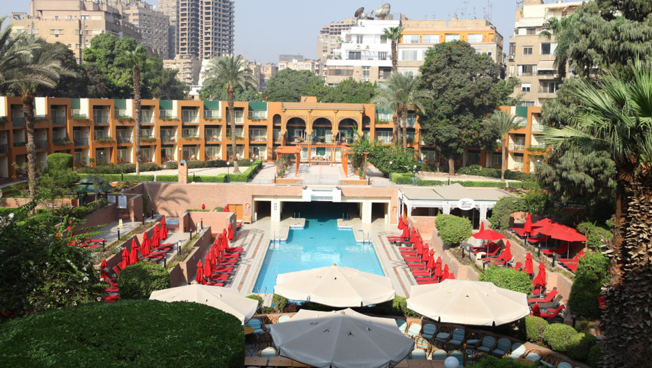 A view of the stuning garden at Cairo Marriott Hotel and Omar Khayyam Casino
