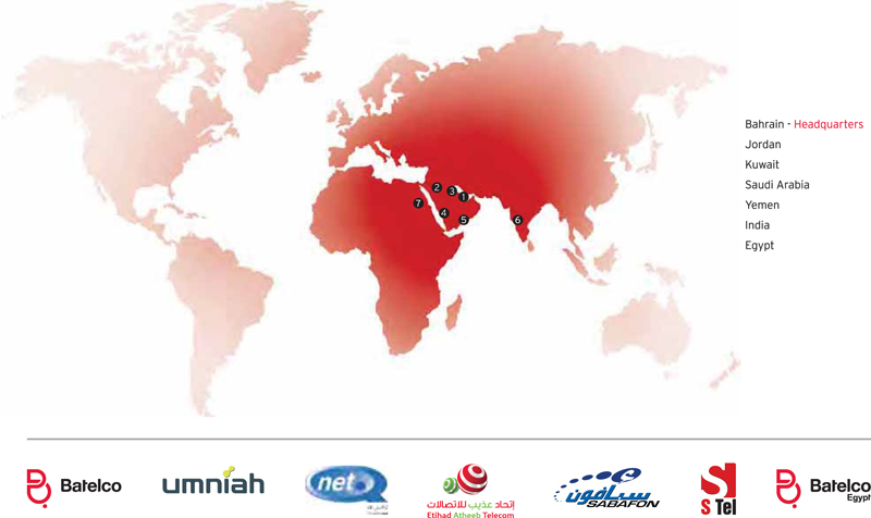 Map of Batelco Affiliates