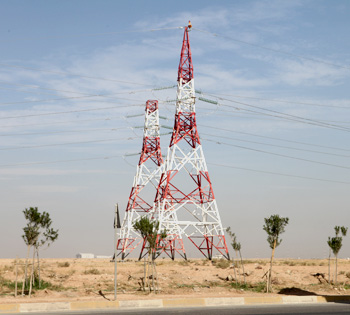 Power wires and cables, electricity transport network in Kurdistan region of Iraq